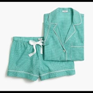 J. CREW Two Piece Kelly Green Cotton Pajama Short Set